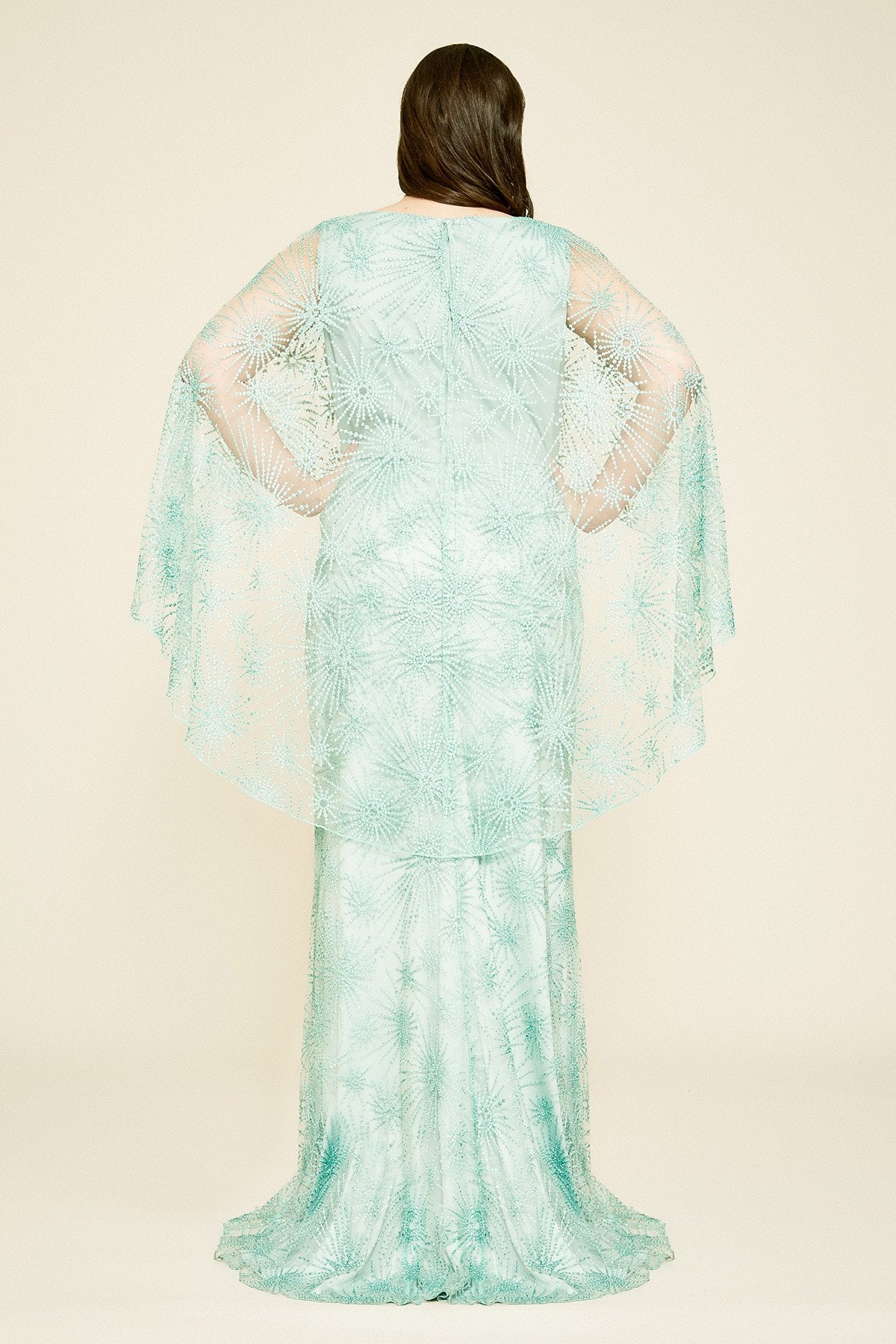 Mir Embroidered Tulle Cape Gown - PLUS SIZE