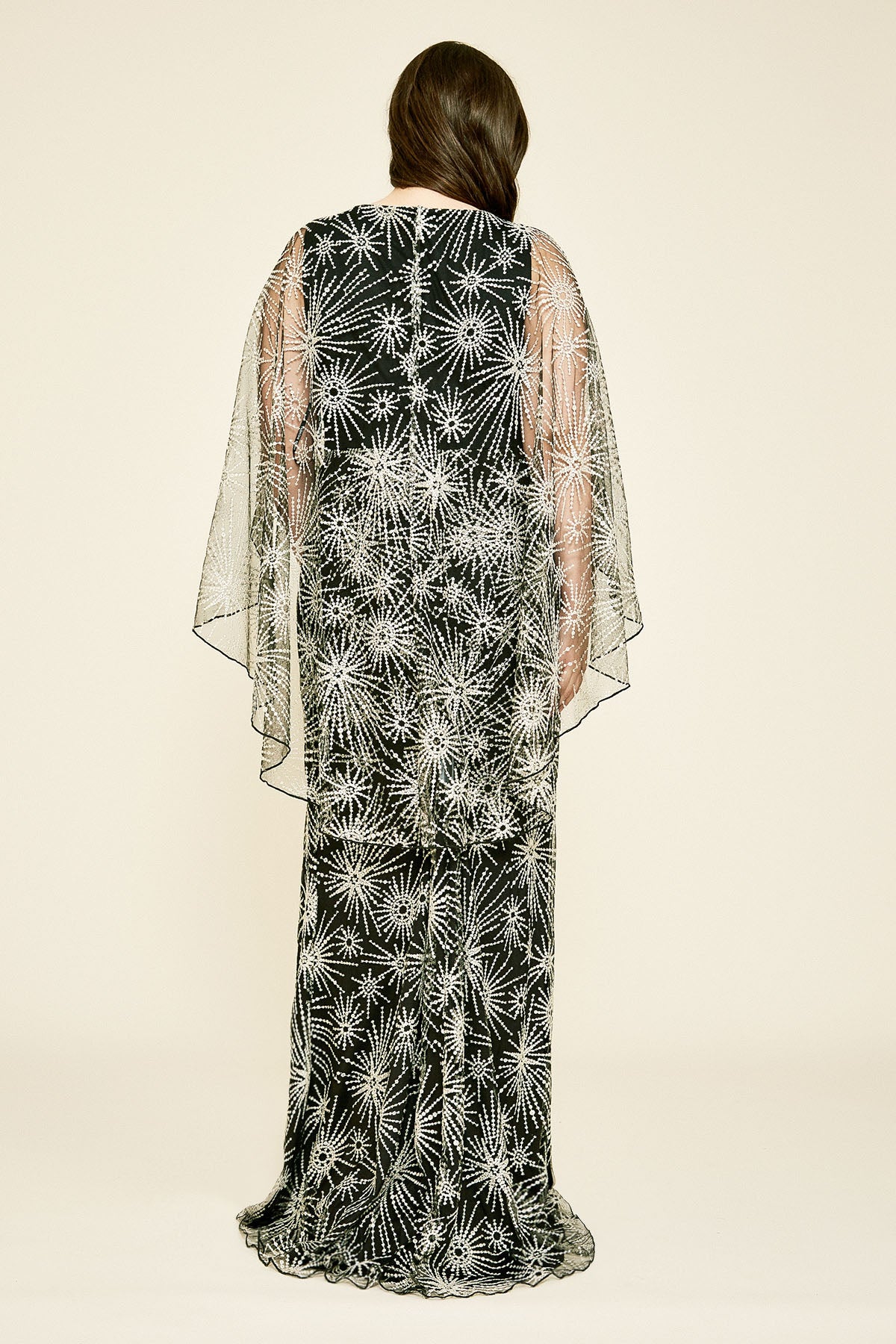 Mir Embroidered Tulle Cape Gown - PLUS SIZE