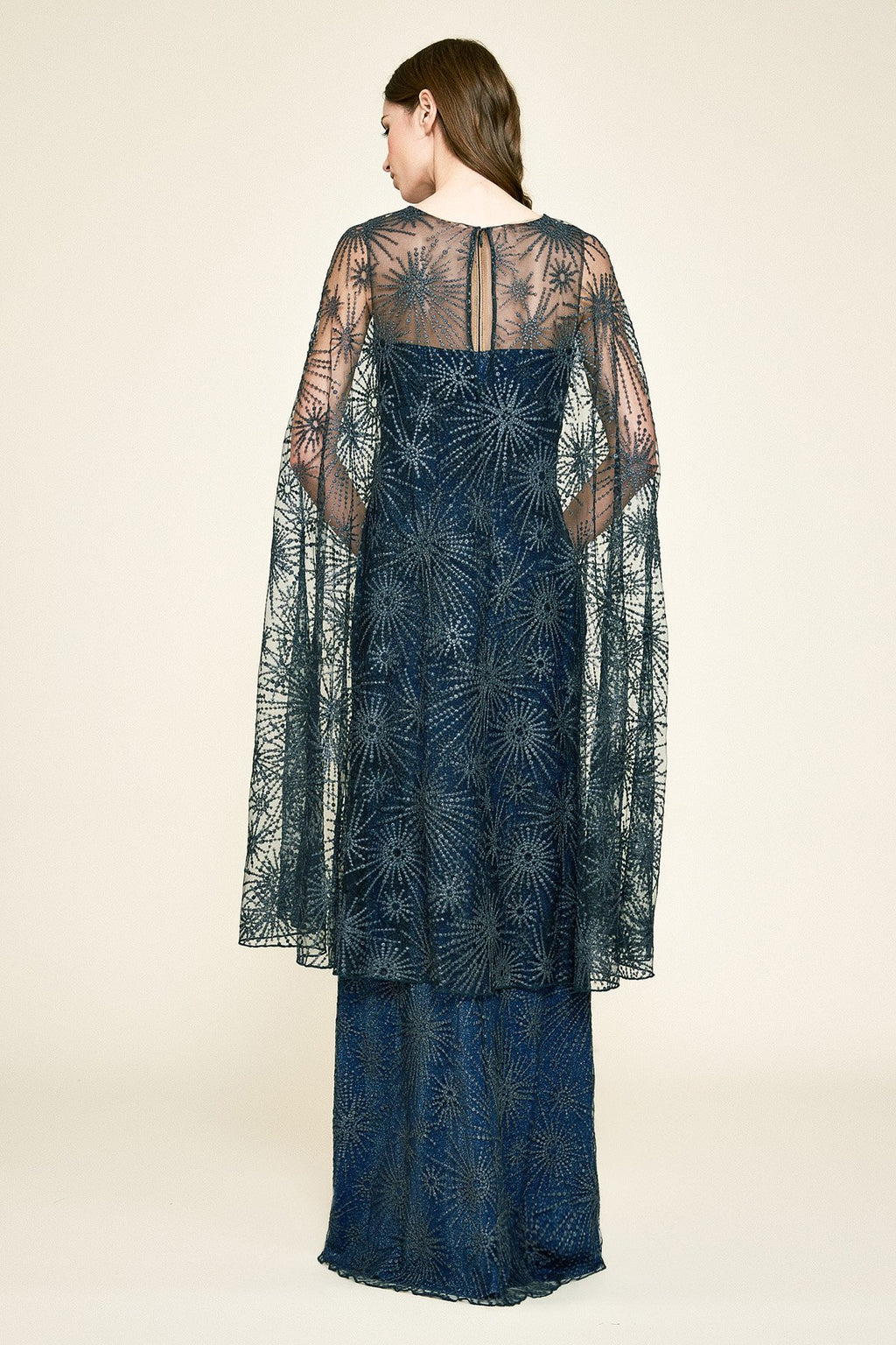 Tadashi Shoji - Voyager Embroidered Cape Gown