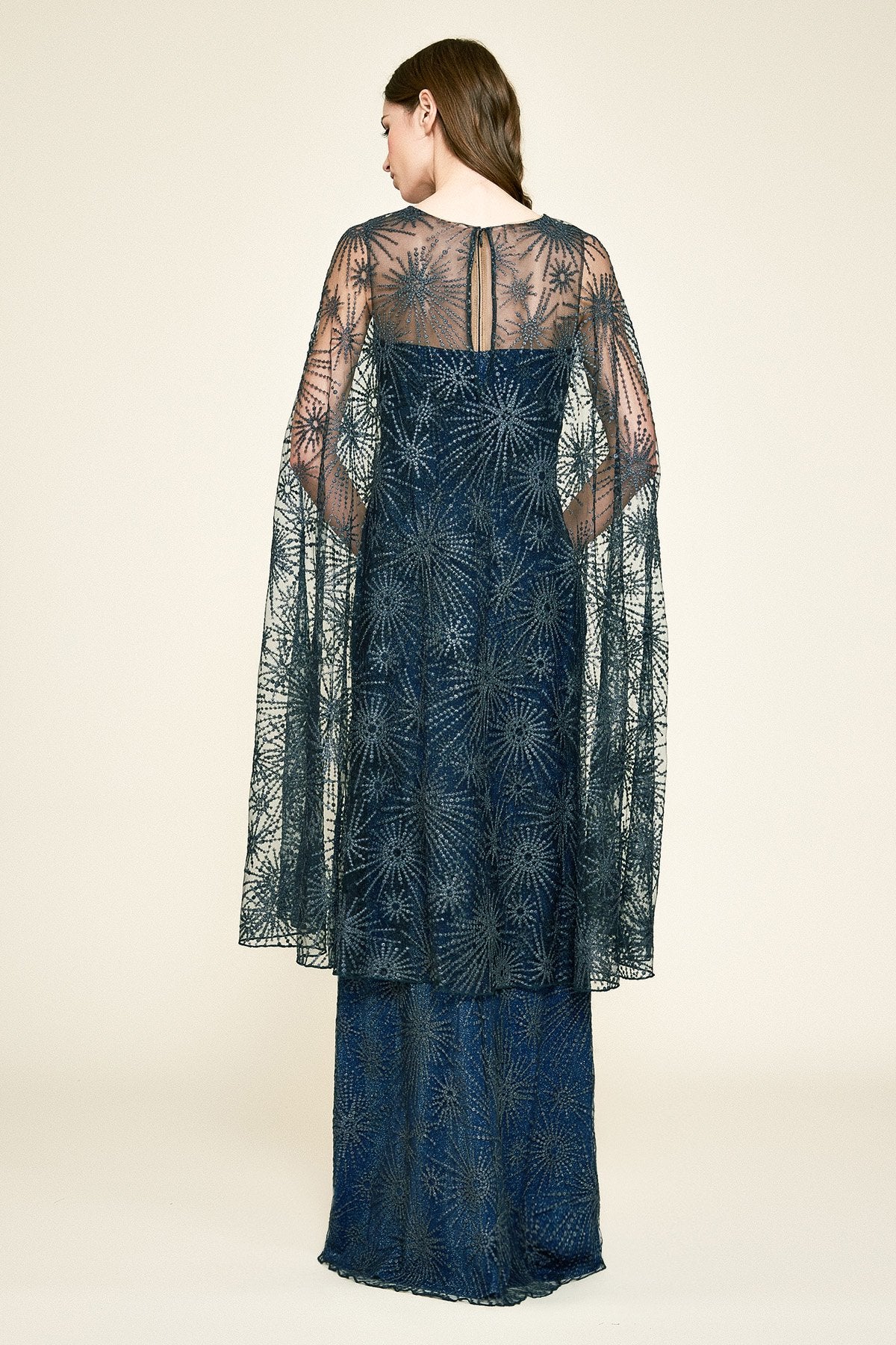 Tadashi Shoji - Voyager Embroidered Cape Gown
