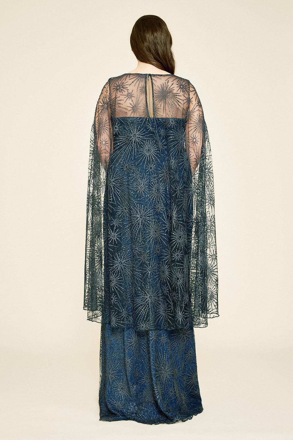 Tadashi Shoji - Voyager Embroidered Cape Gown - PLUS SIZE