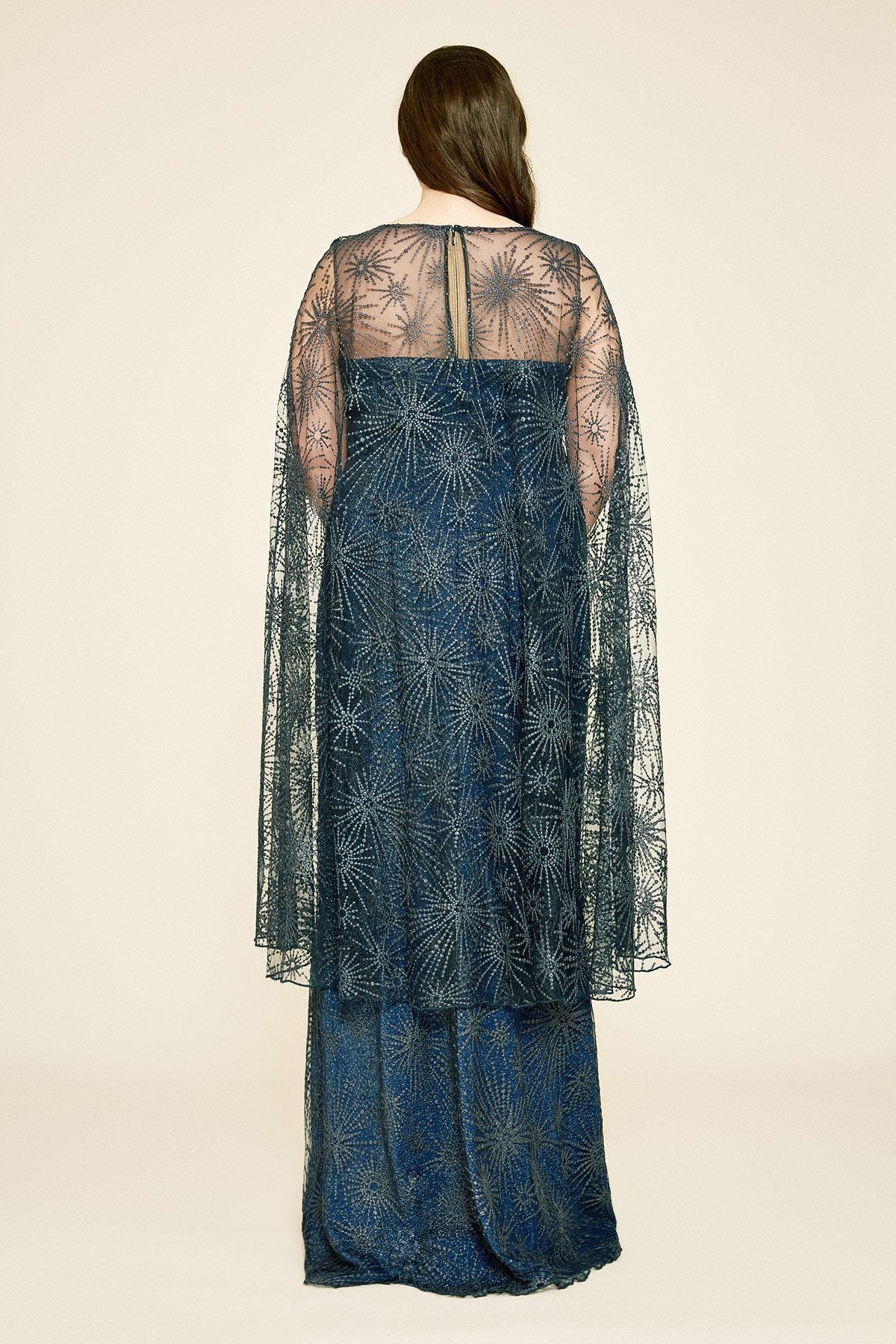 Tadashi Shoji - Voyager Embroidered Cape Gown - PLUS SIZE