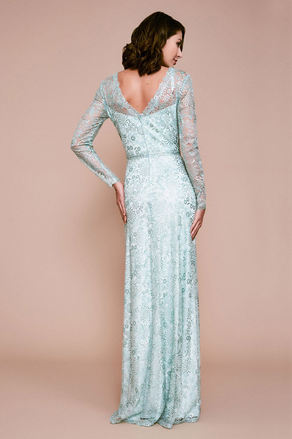 Volans Long-Sleeve Sequin Gown