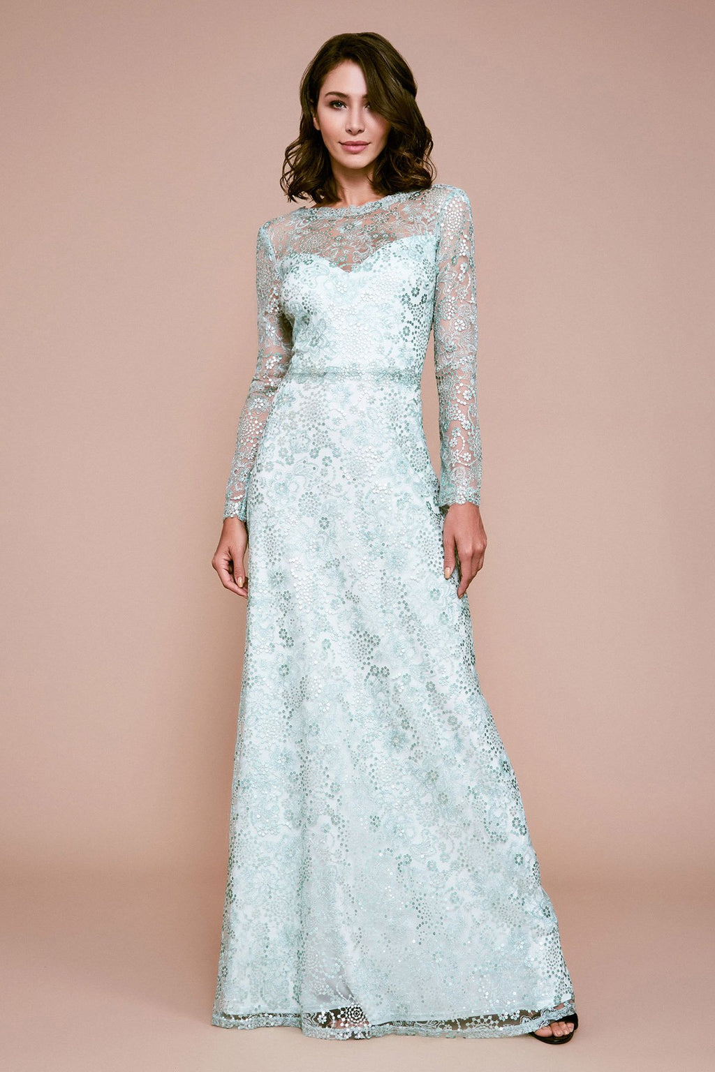 Volans Long-Sleeve Sequin Gown