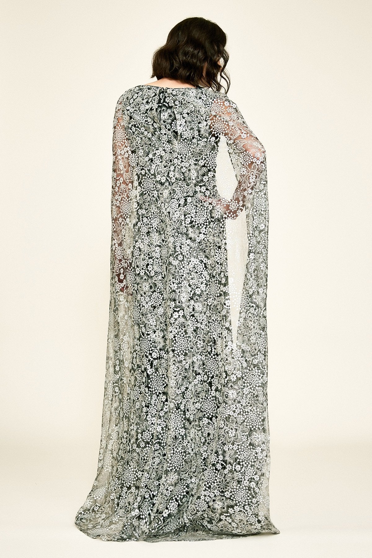 Tadashi Shoji - Auriga Embroidered Tulle Cape Gown
