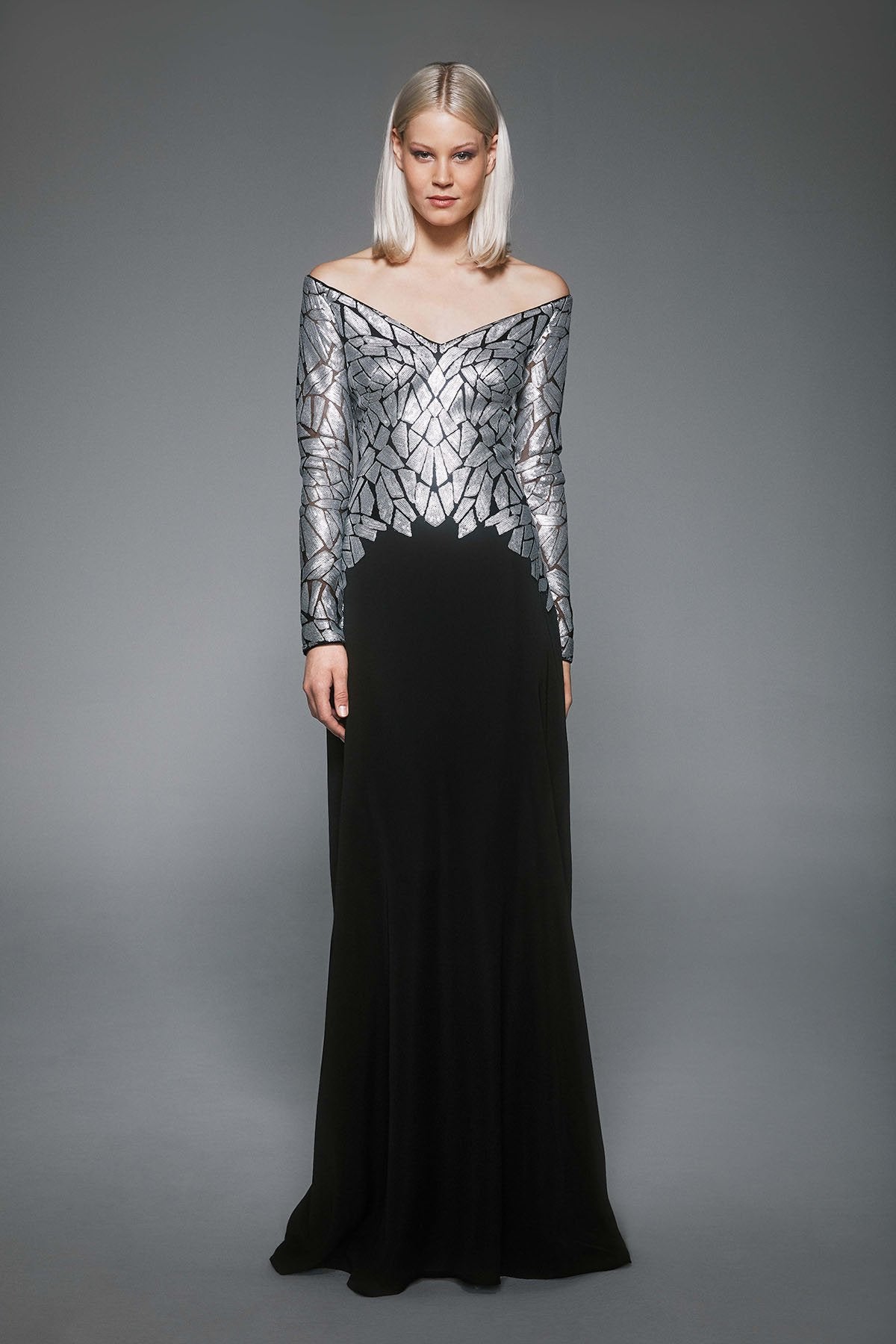 Tadashi Shoji - Hydra Long-Sleeve Sequin Gown