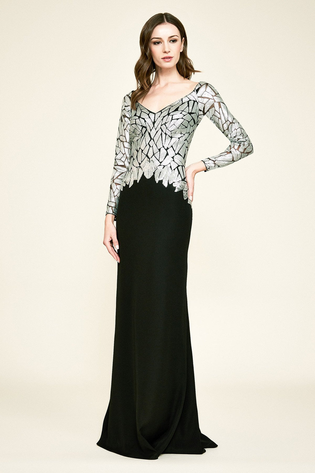 Tadashi Shoji - Hydra Long-Sleeve Sequin Gown