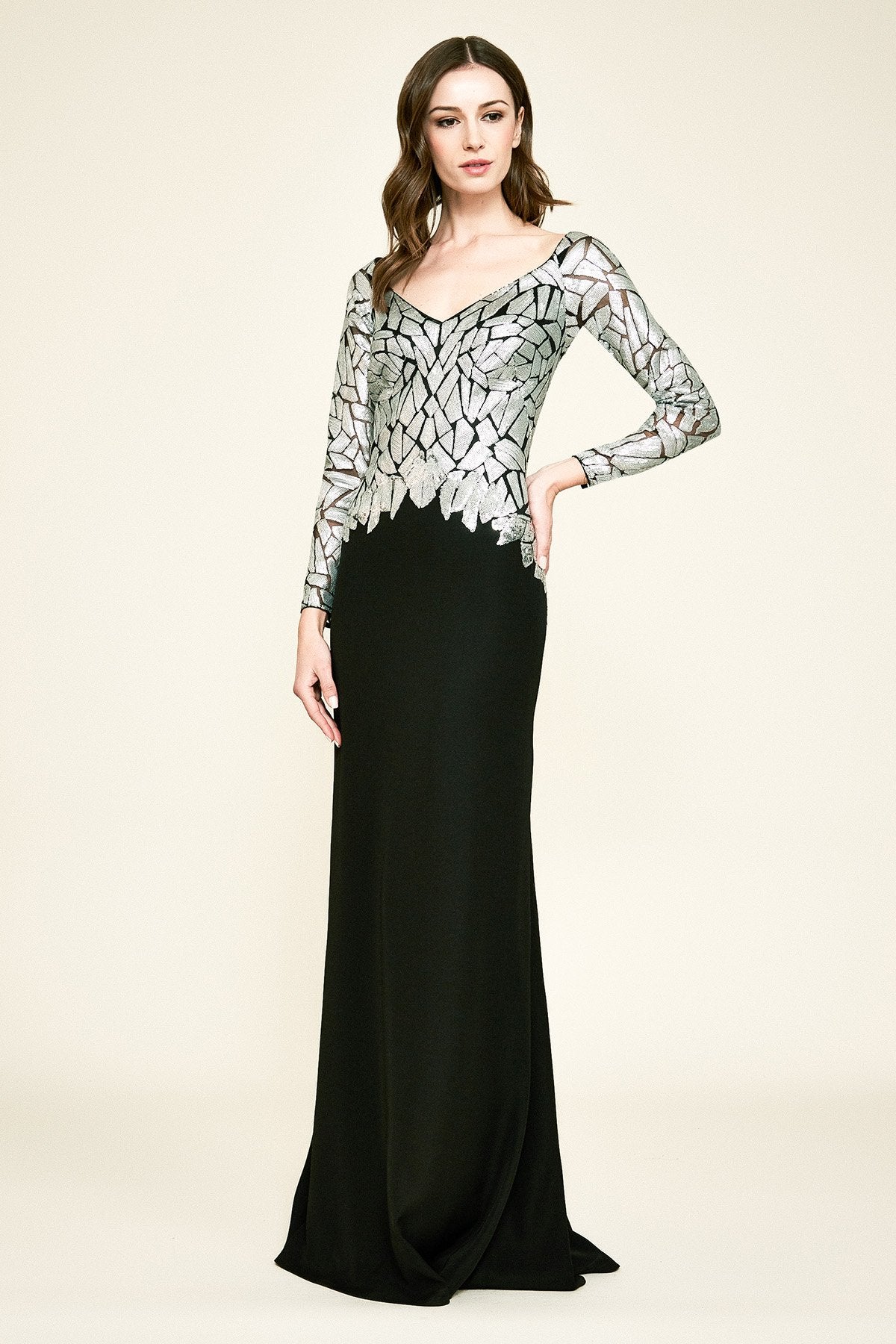 Tadashi Shoji - Hydra Long-Sleeve Sequin Gown