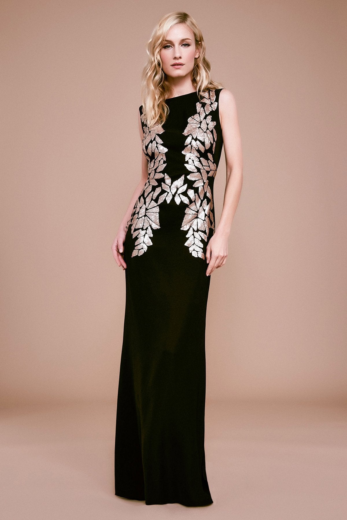 Tadashi Shoji - Sunita Crepe & Sequin Gown - PETITE