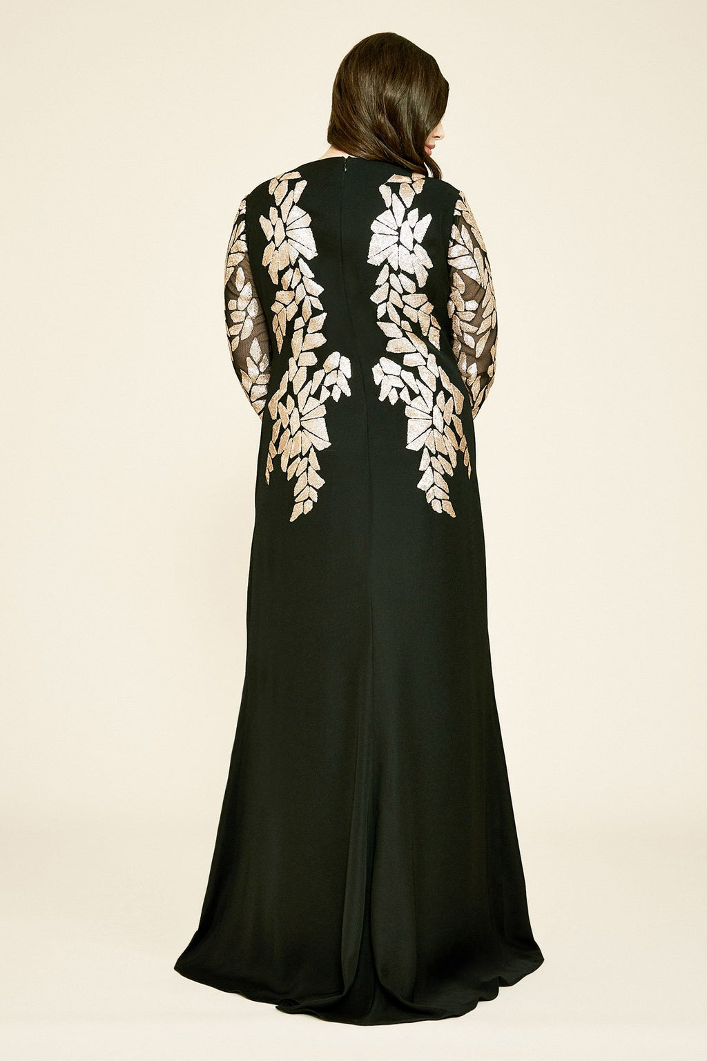 Tadashi Shoji - Sunita Crepe & Sequin Long-Sleeve Gown - PLUS SIZE
