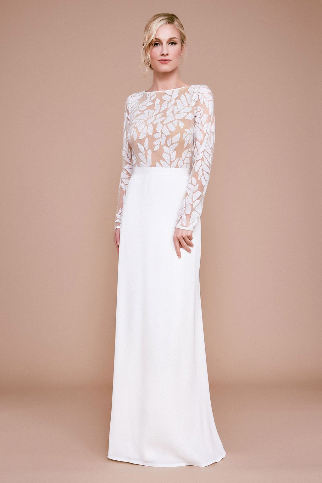 Tadashi Shoji - Reeser Long-Sleeve Sequin Crepe Gown
