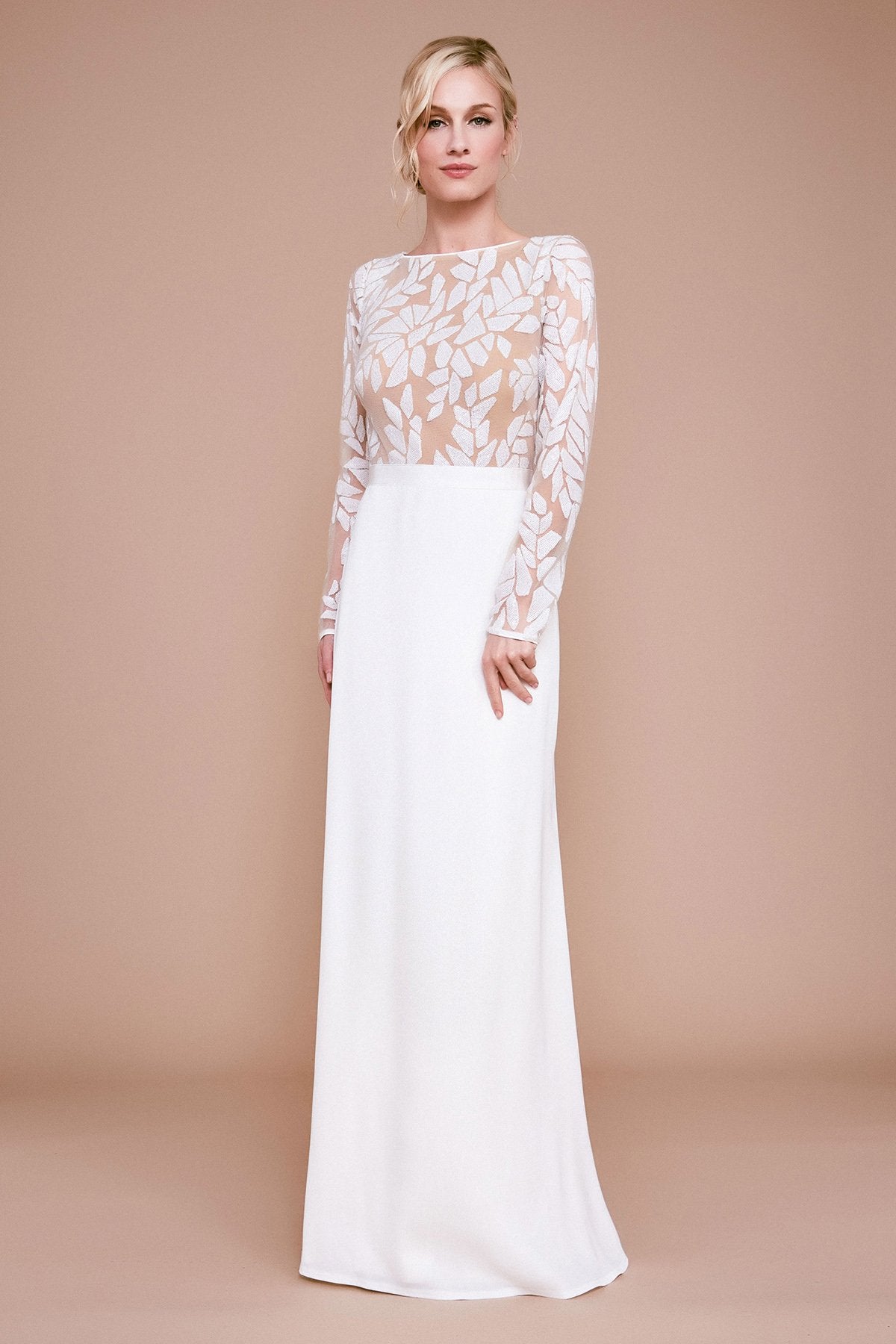 Tadashi Shoji - Reeser Long-Sleeve Sequin Crepe Gown