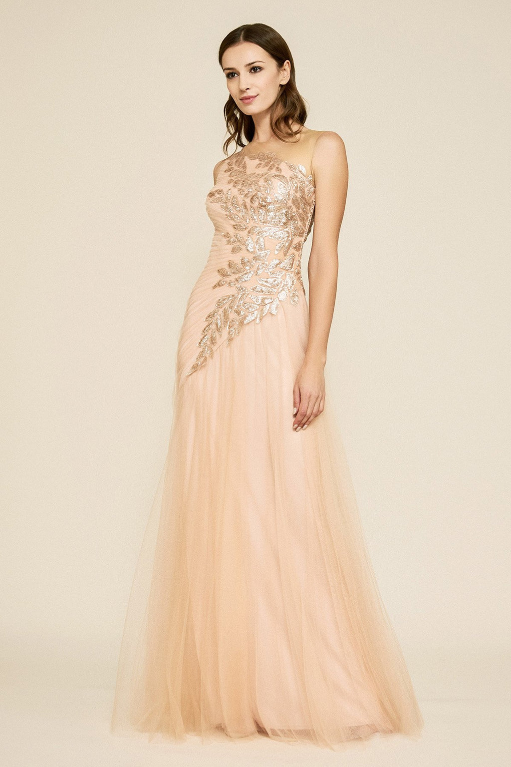 Tadashi Shoji - Cassini One-Shoulder Sequin Gown