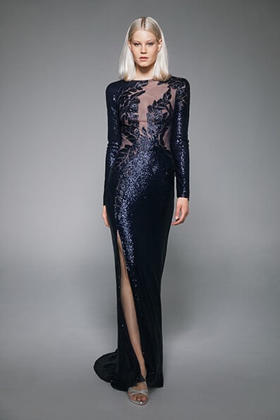 Tadashi Shoji - Sagitta Long-Sleeve Sequin Gown