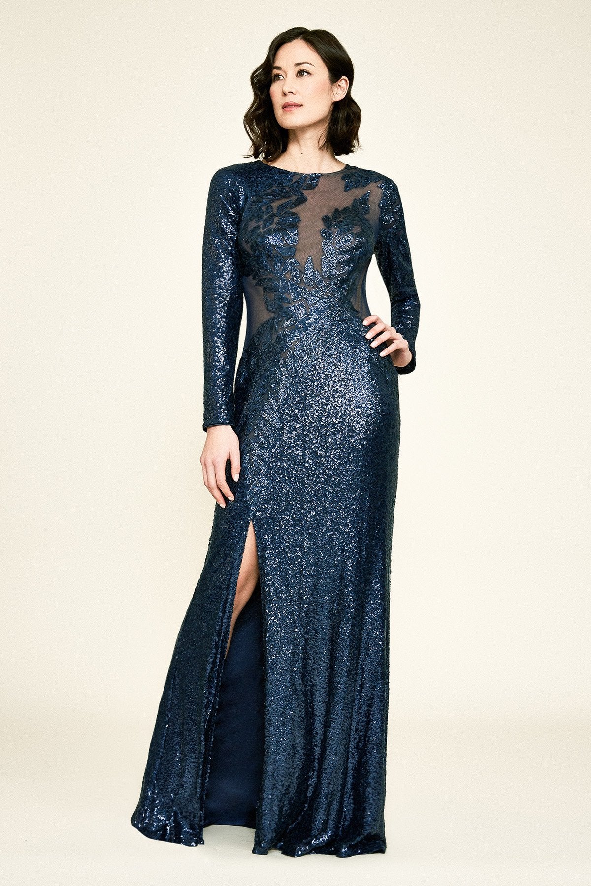 Tadashi Shoji - Sagitta Long-Sleeve Sequin Gown