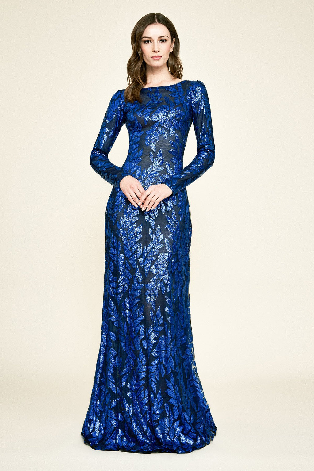 Tadashi Shoji - Parise Long-Sleeve Sequin Gown