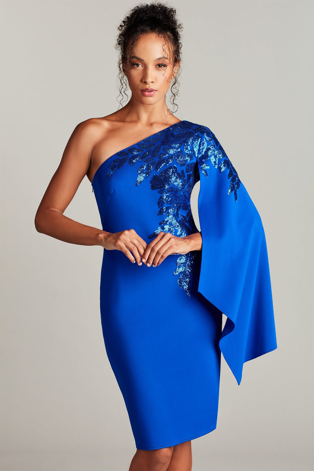 Columba One-Shoulder Sequin Crepe Dress