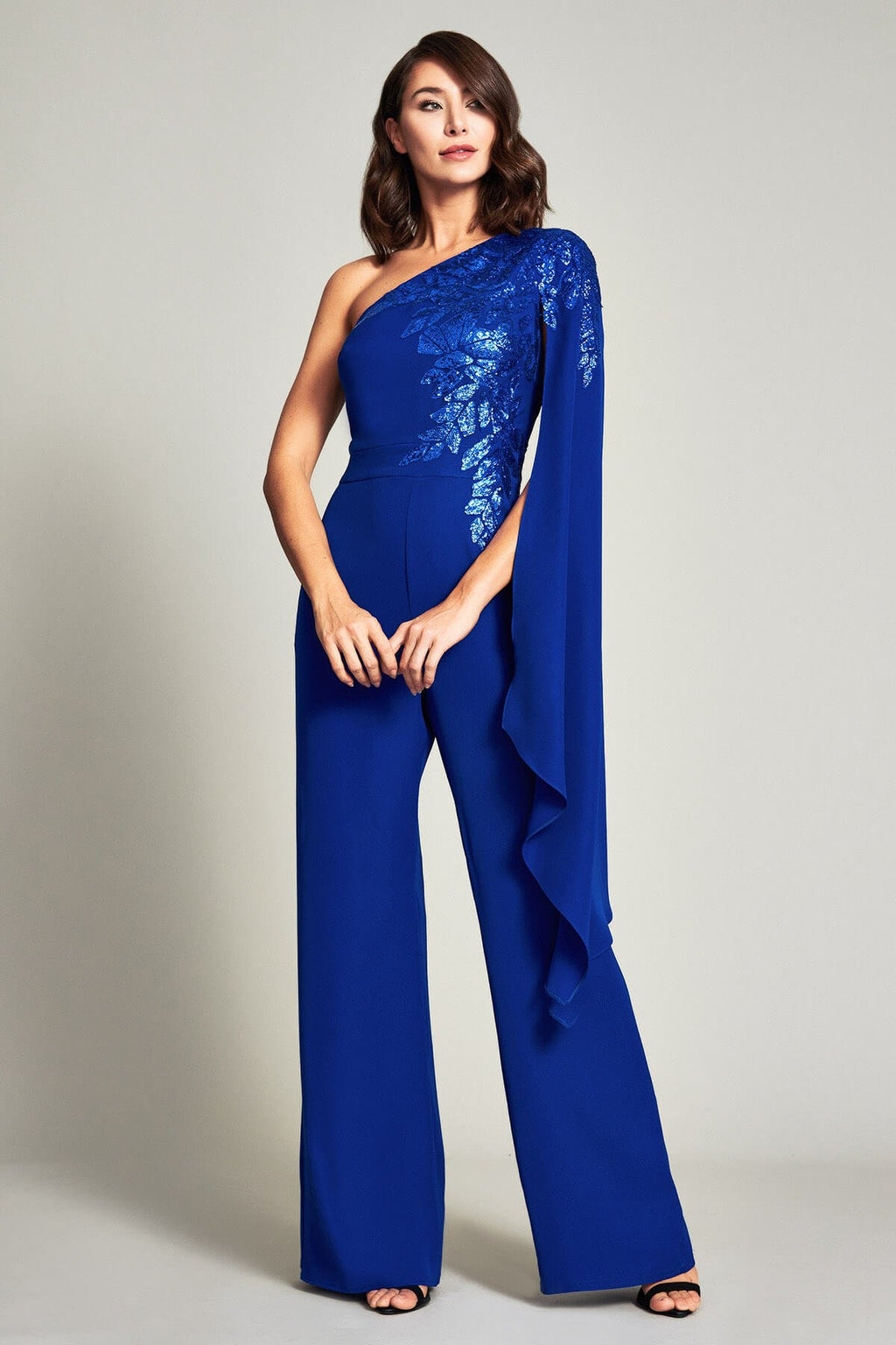 Columba One-Shoulder Sequin Crepe Jumpsuit