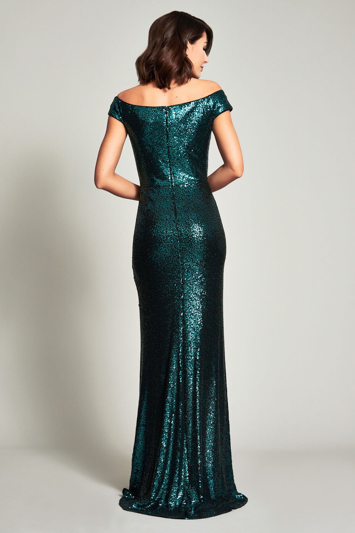 Hurley Off-The-Shoulder Sequin Gown