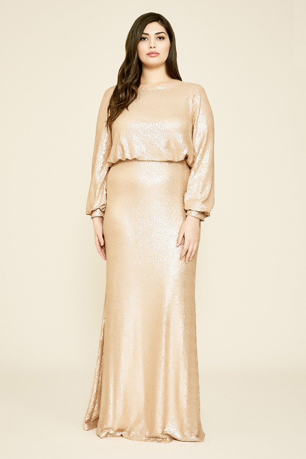 Tadashi Shoji - Revin Long-Sleeve Sequin Gown - PLUS SIZE