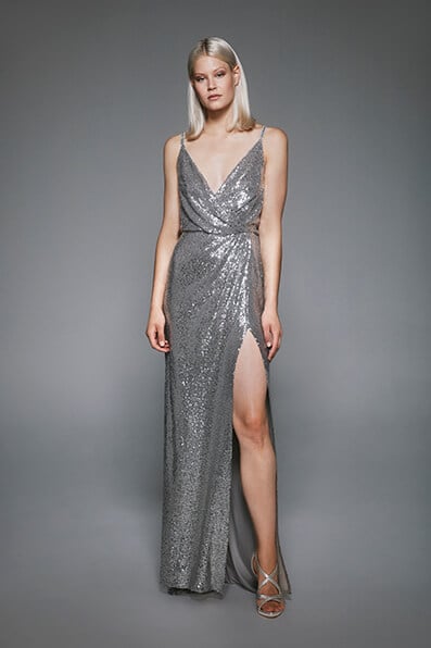 Tadashi Shoji - Calypso Sequin Slit Gown