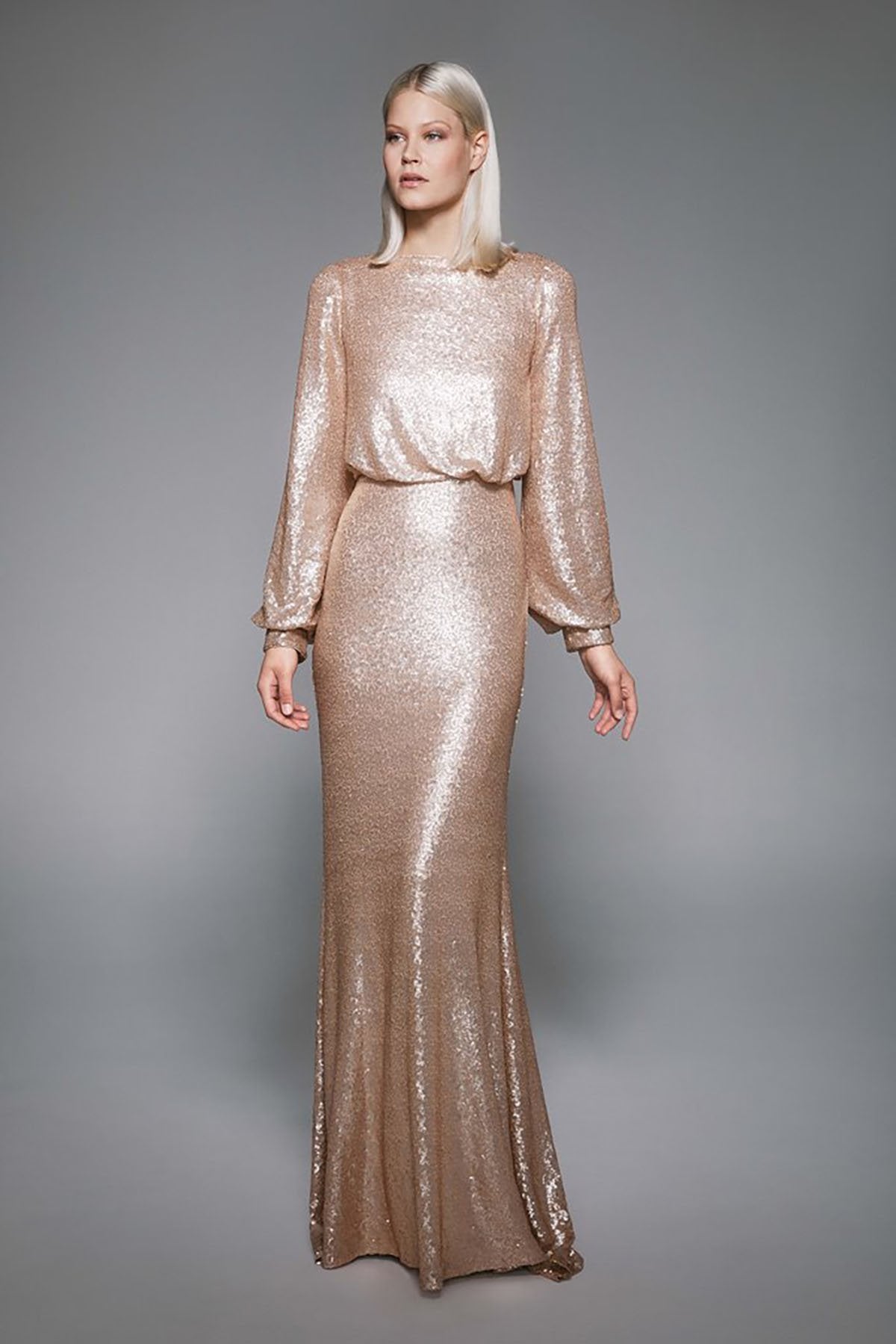 Tadashi Shoji - Revin Long-Sleeve Sequin Gown