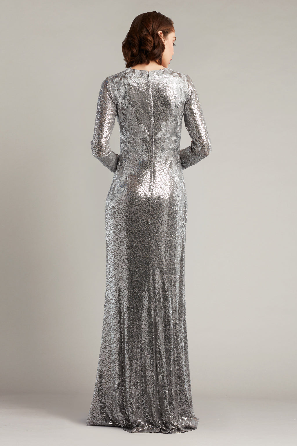 Brunei Long-Sleeve Sequin Gown