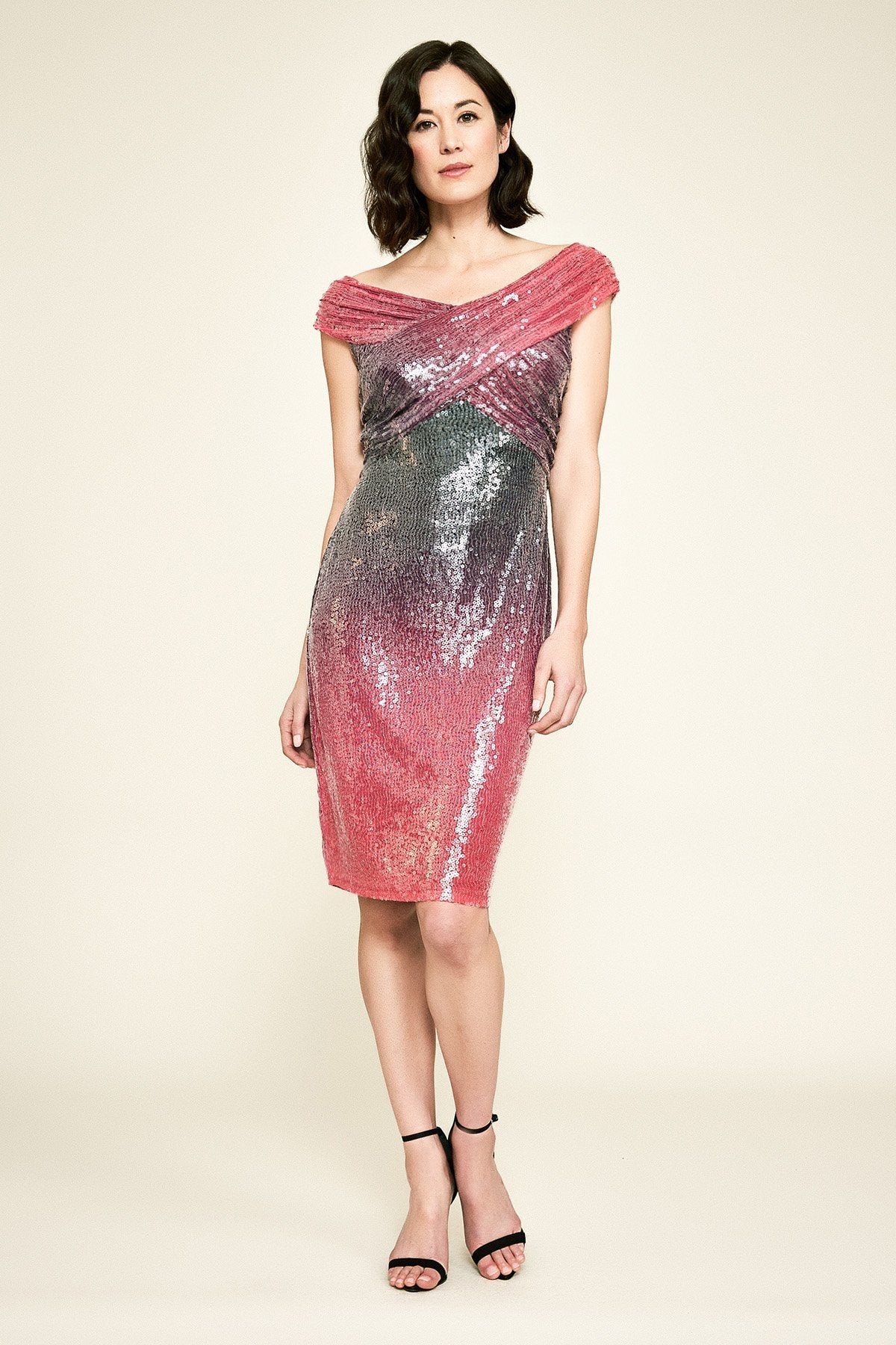 Tadashi Shoji - Rosetta Off-The-Shoulder Sequin Ombre Dress