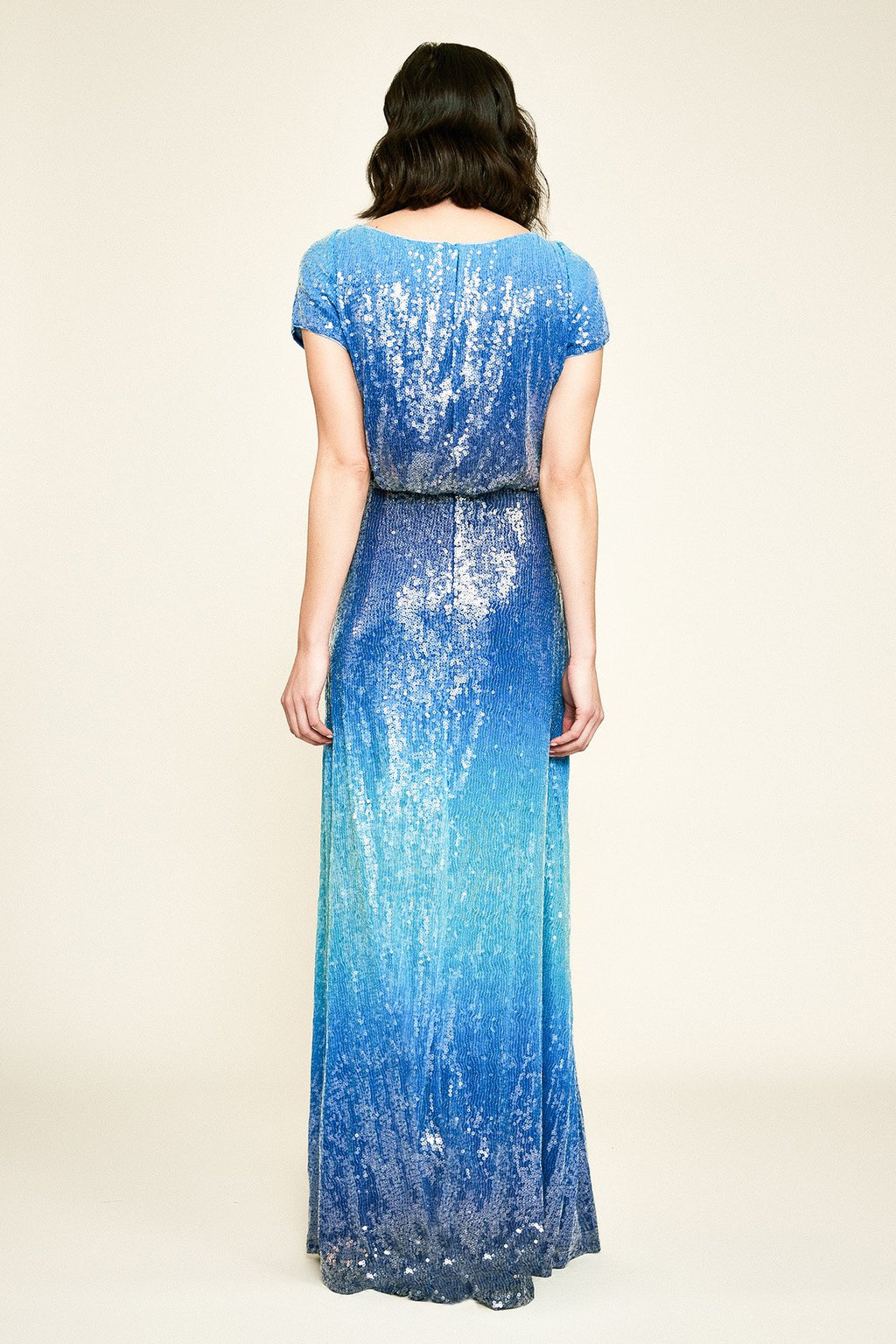 Tadashi Shoji - Walker Short-Sleeve Ombre Sequin Gown