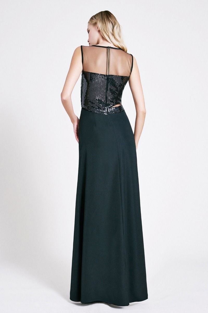 Kate Crepe Sequin Sleeveless Gown