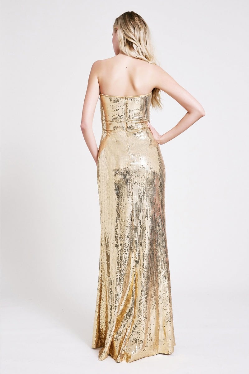 Adriana Sequin Strapless Gown