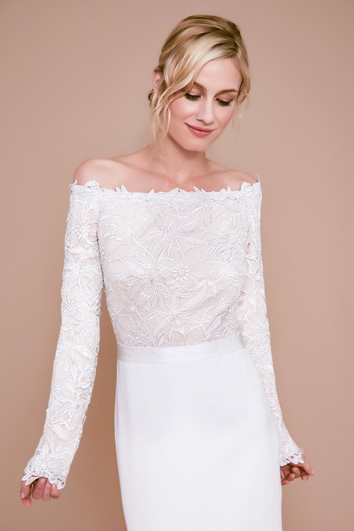Tadashi Shoji - Kizer Off-The-Shoulder Lace Crepe Gown