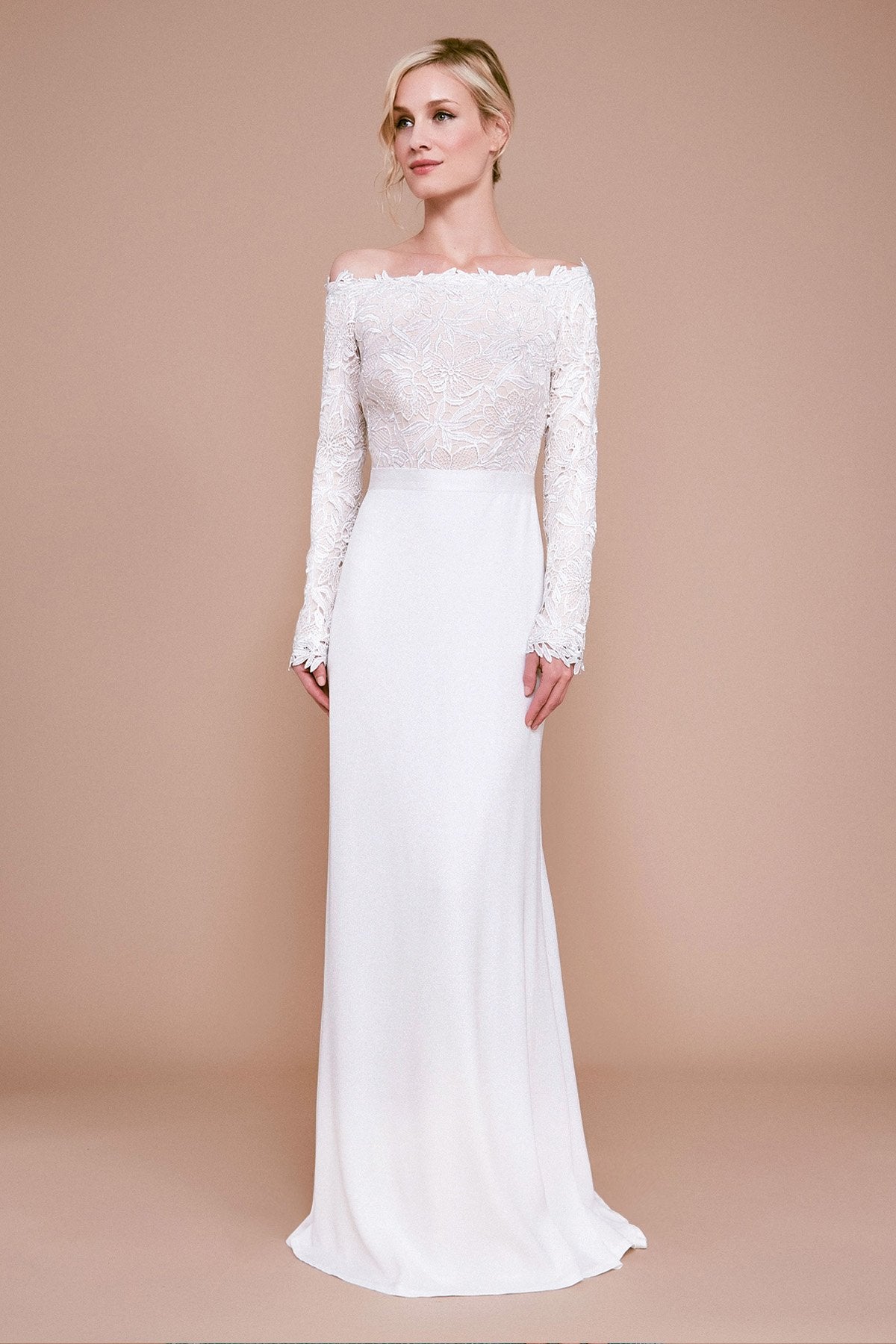 Tadashi Shoji - Kizer Off-The-Shoulder Lace Crepe Gown