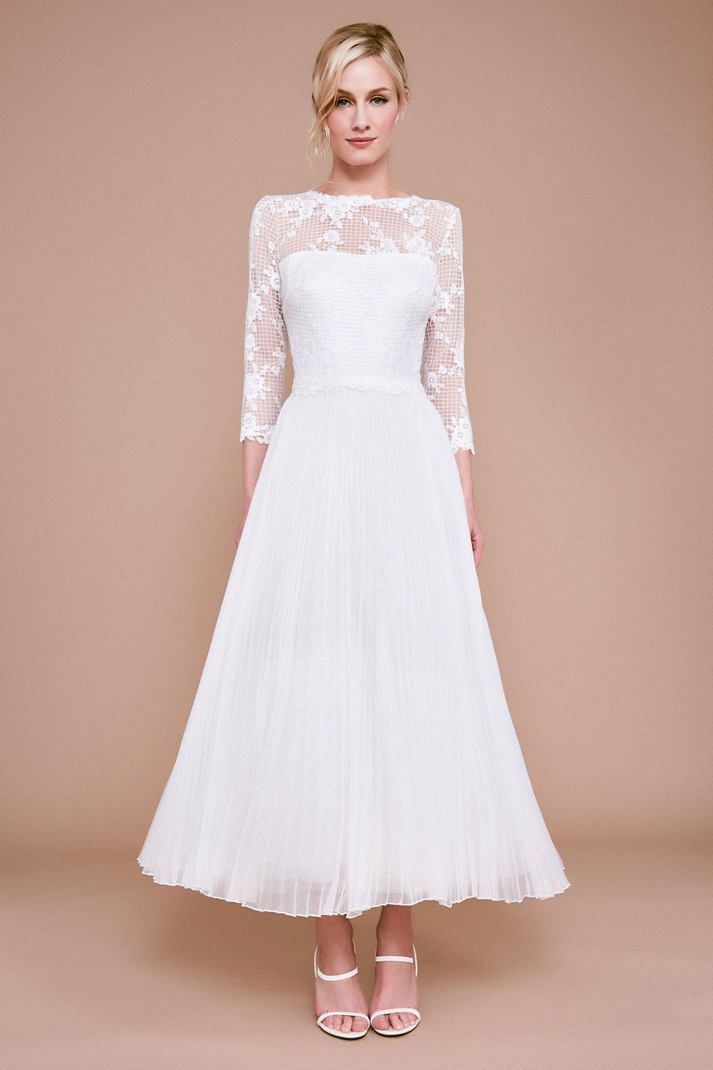 Tadashi Shoji - Keats Lace Tulle Tea-Length Dress