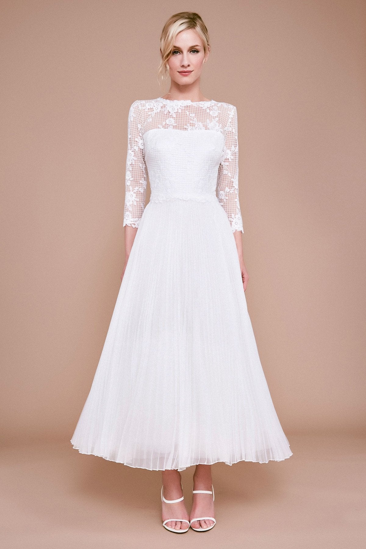 Tadashi Shoji - Keats Lace Tulle Tea-Length Dress