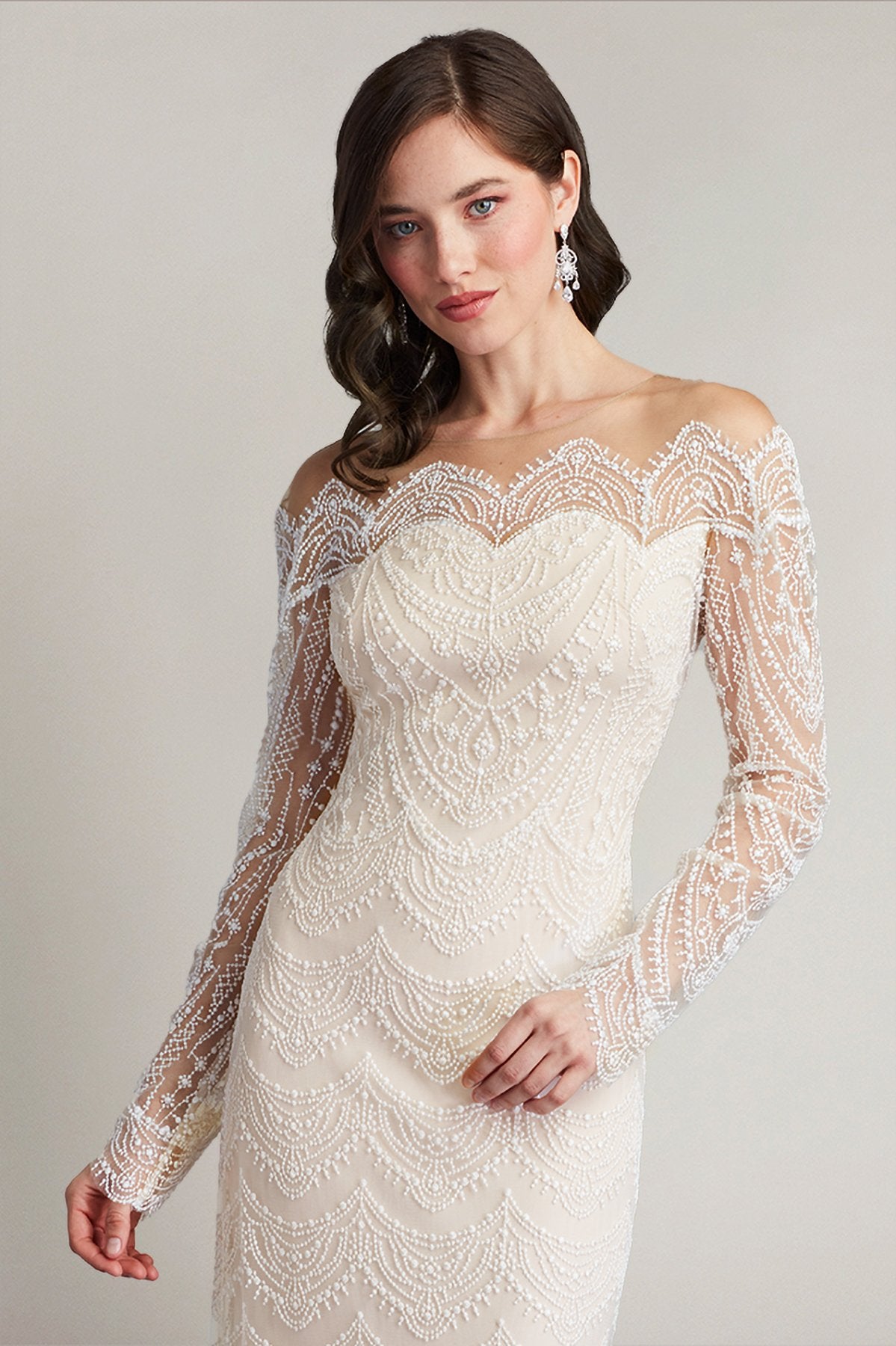 Bogan Long-Sleeve Embroidered Gown