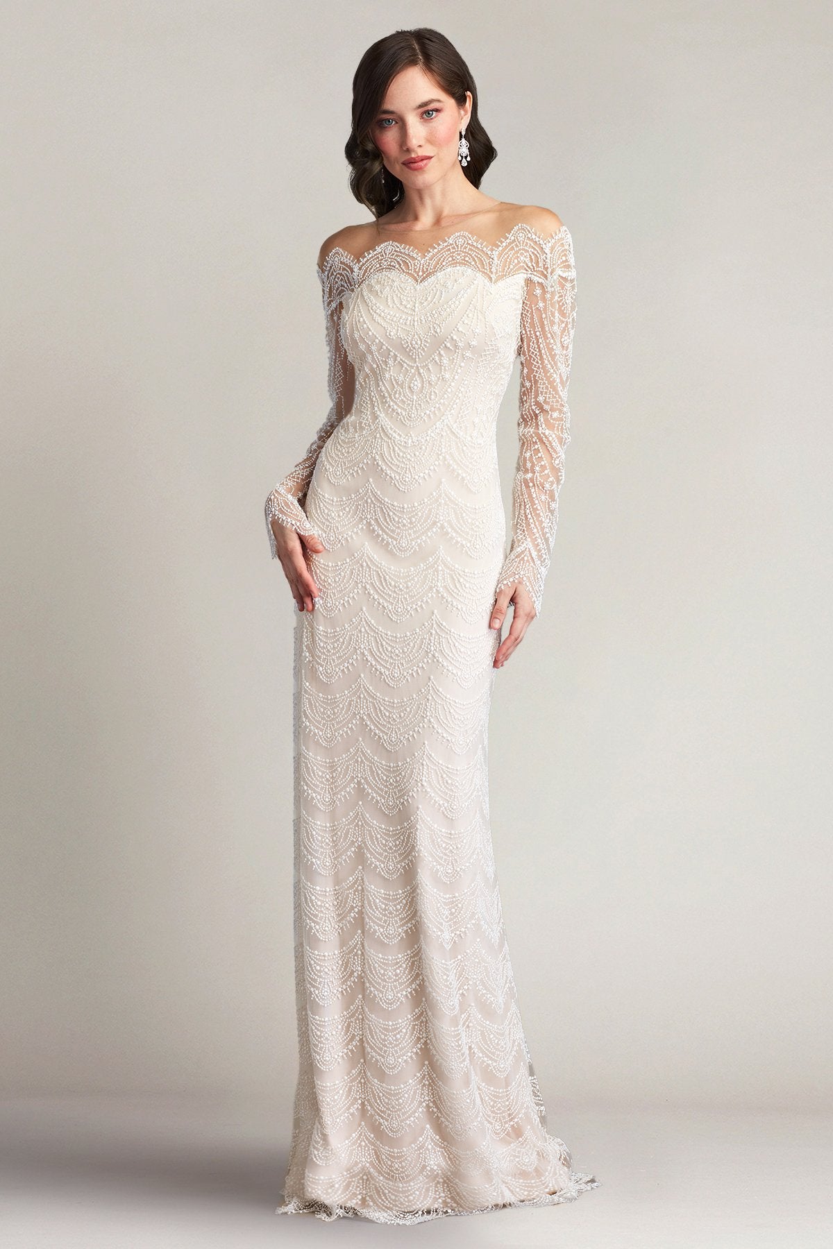 Bogan Long-Sleeve Embroidered Gown