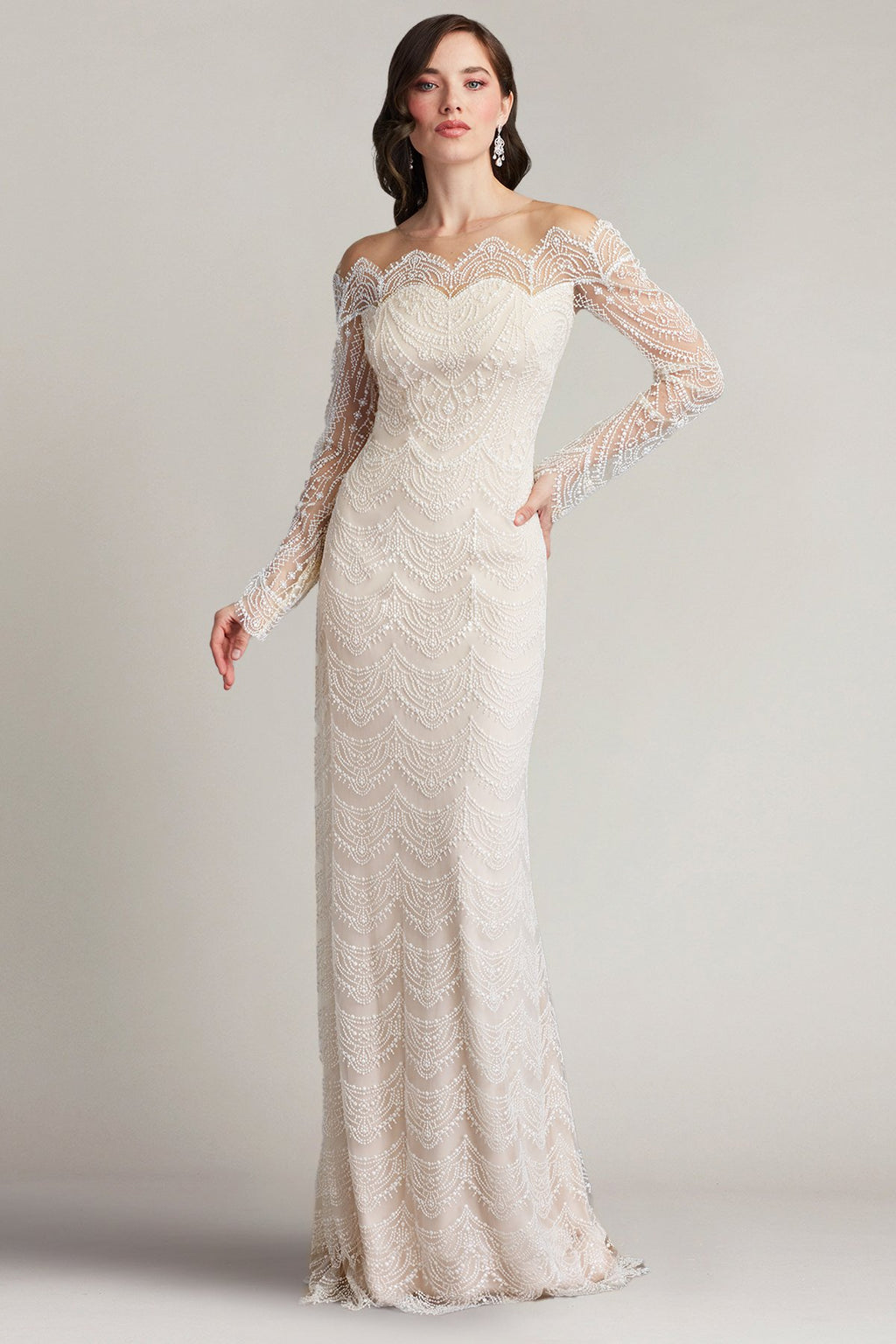 Tadashi Shoji - Bogan Long-Sleeve Embroidered Gown