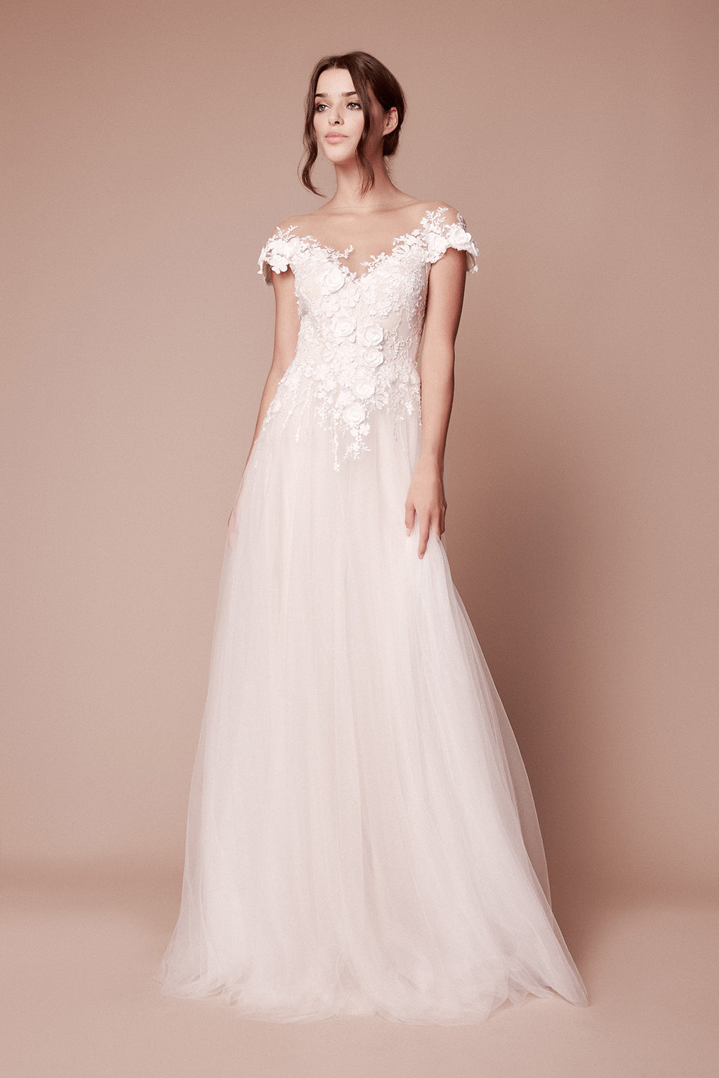 Duchess Floral Applique Gown