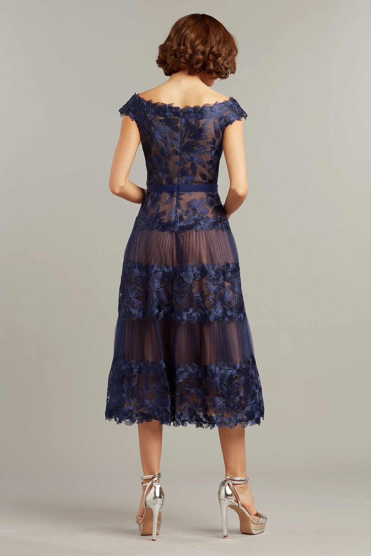 Adriane Floral Embroidered Tea-Length Dress