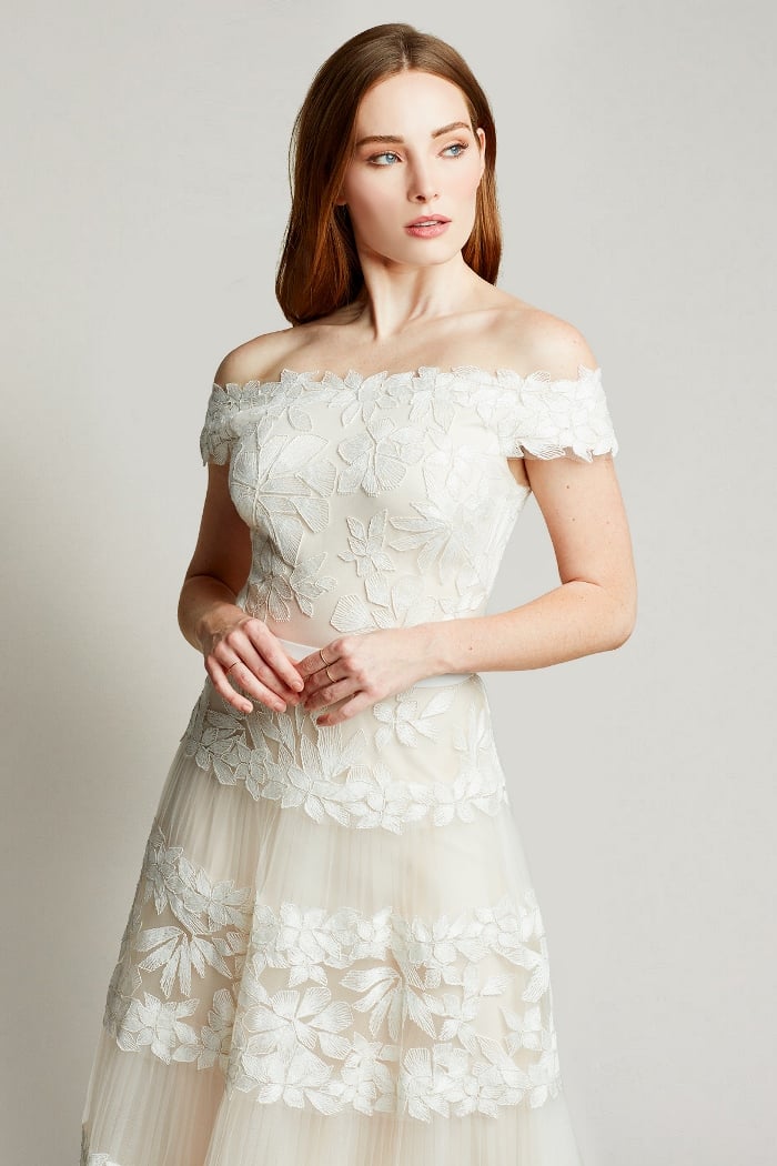 tadashi shoji off the shoulder wedding dress BHLDN Tadashi Shoji Eira Gown