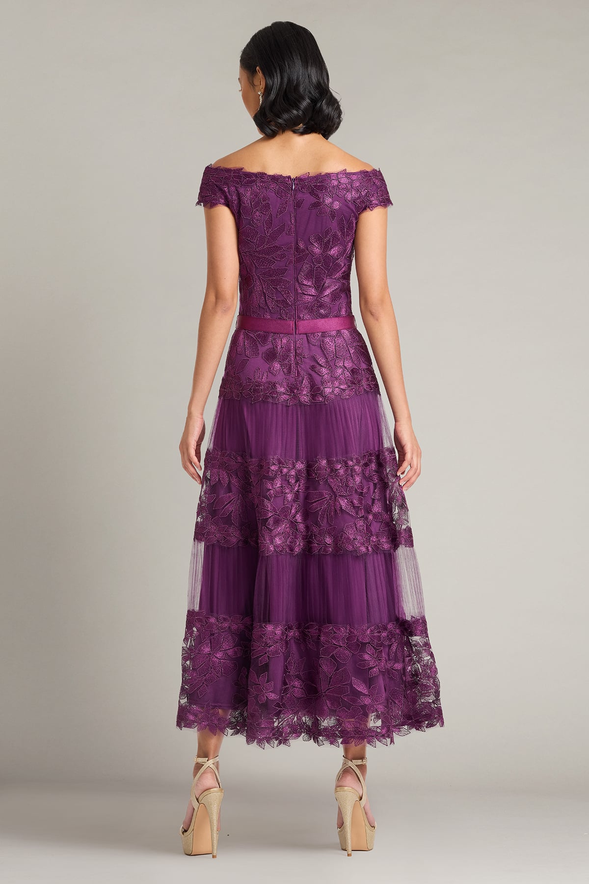 Adriane Floral Embroidered Tea-Length Dress