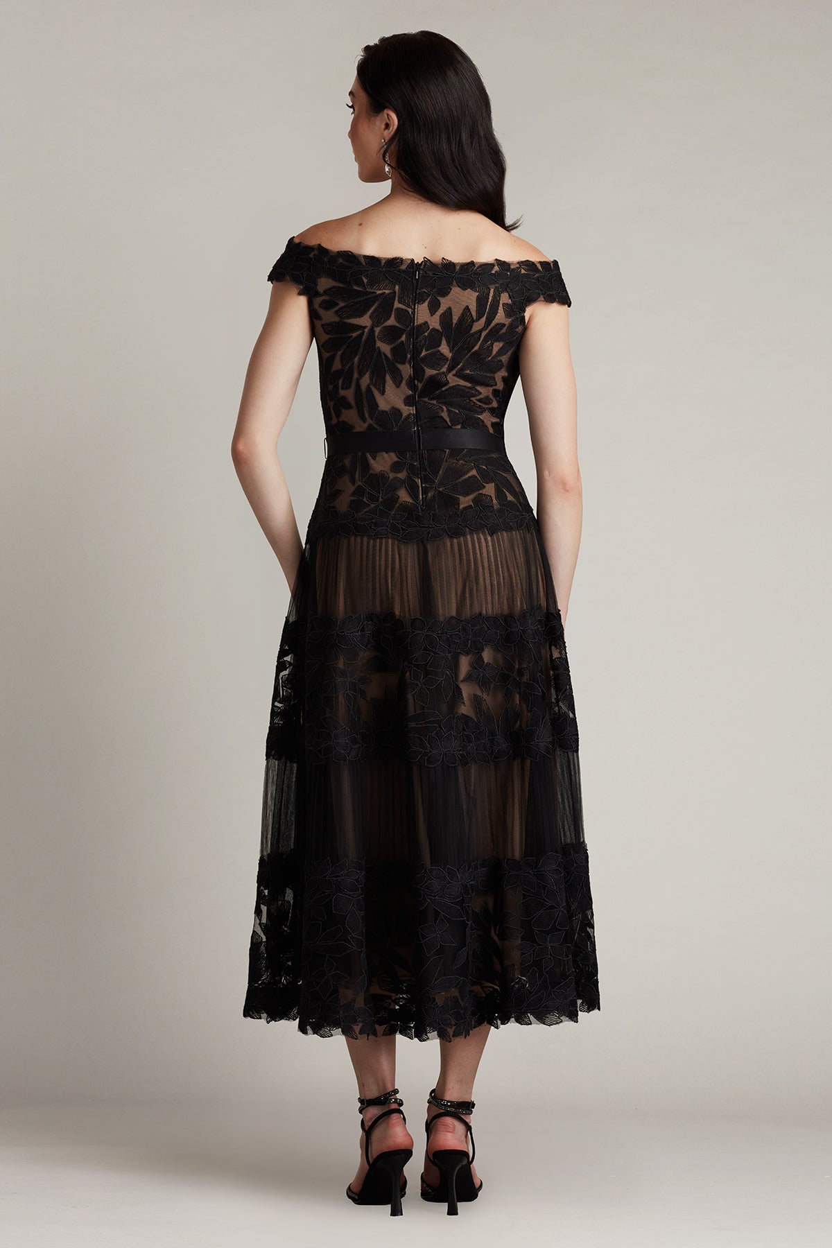 Adriane Floral Embroidered Tea-Length Dress BK Tadashi Shoji Official Online Boutique Adriane Floral Embroidered Tea-Length Dress BK Tadashi Shoji Official Online Boutique