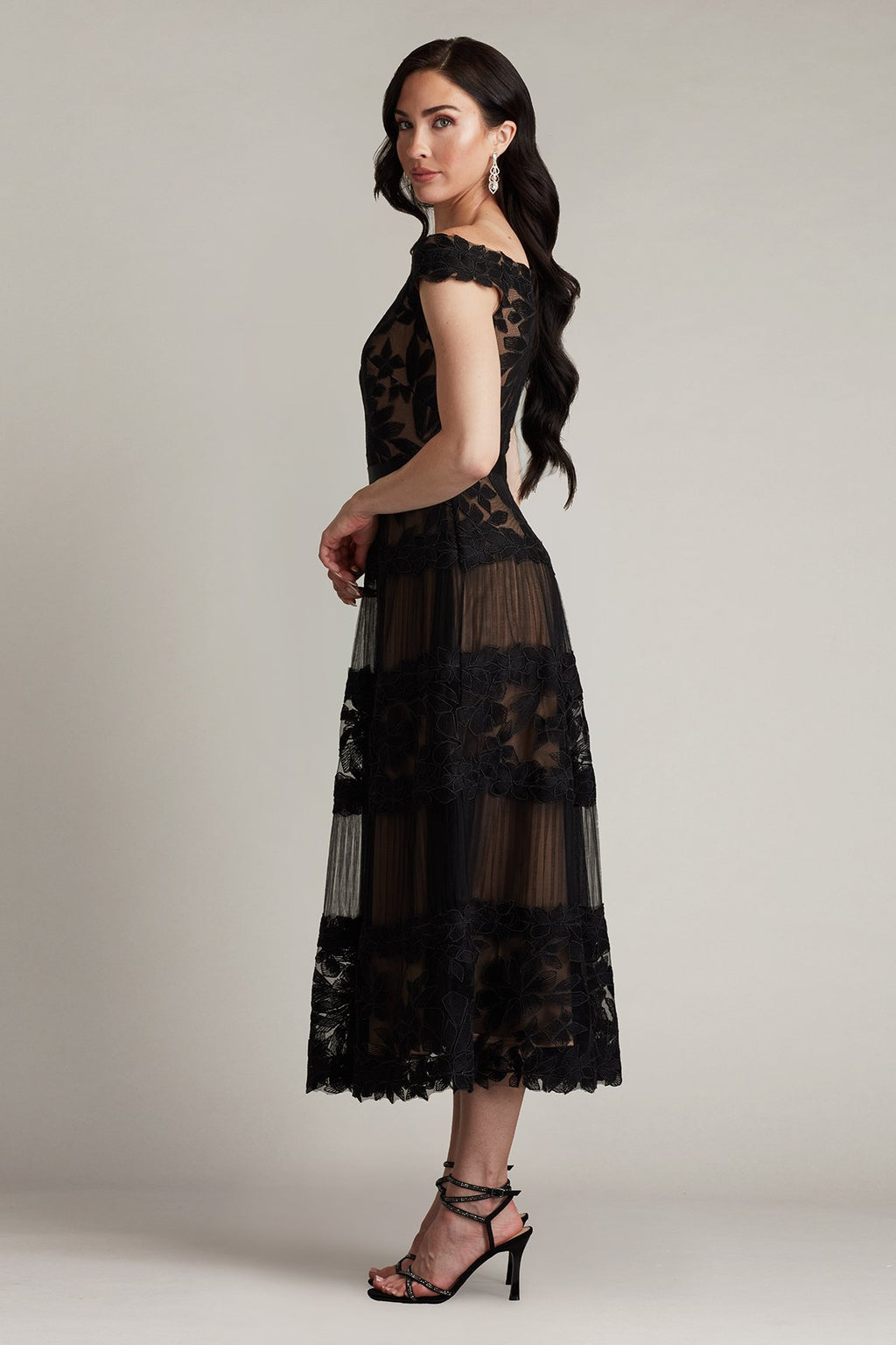 Adriane Floral Embroidered Tea-Length Dress