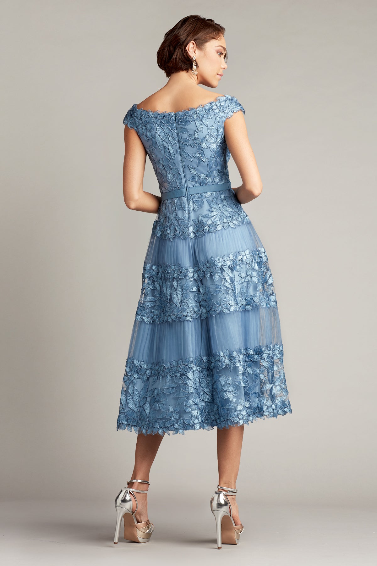 Adriane Floral Embroidered Tea-Length Dress