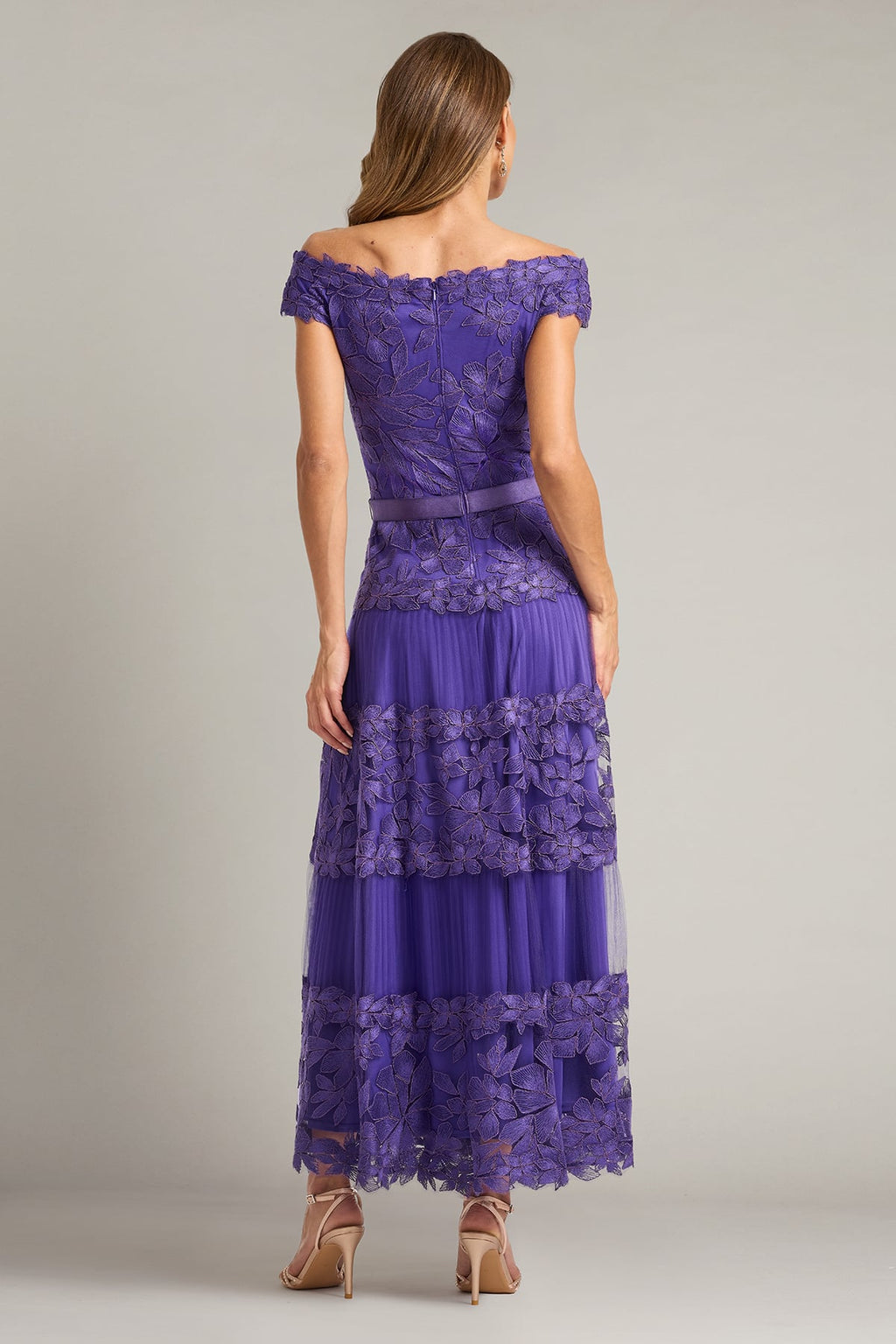 Adriane Floral Embroidered Tea-Length Dress