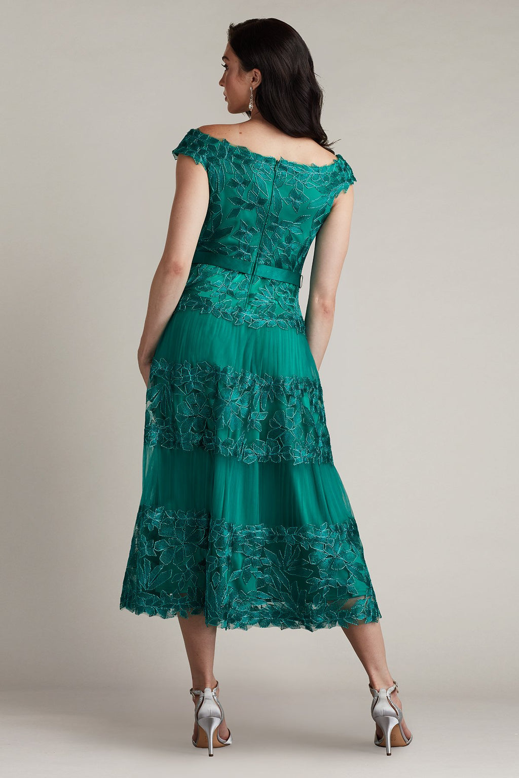 Adriane Floral Embroidered Tea-Length Dress