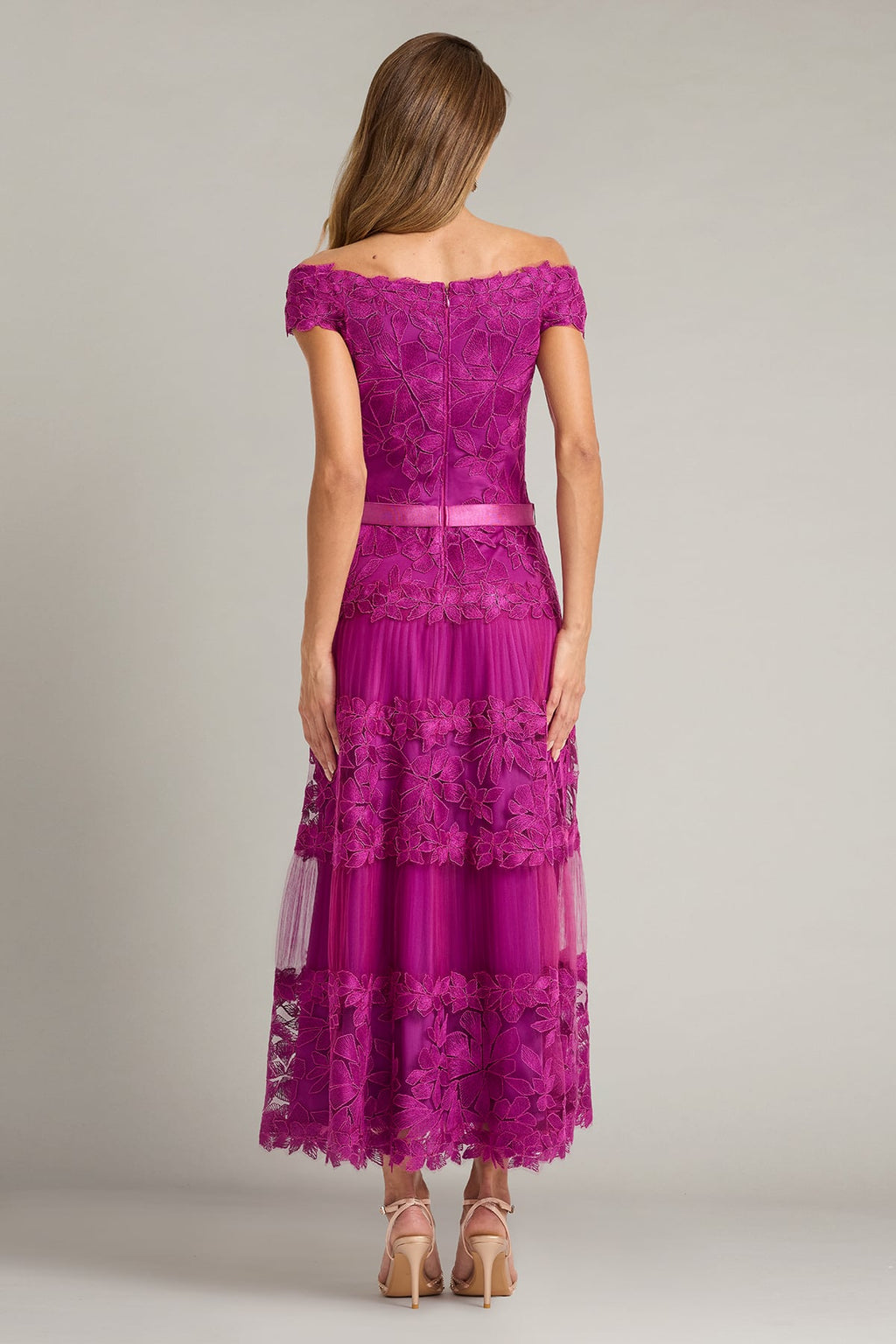 Adriane Floral Embroidered Tea-Length Dress