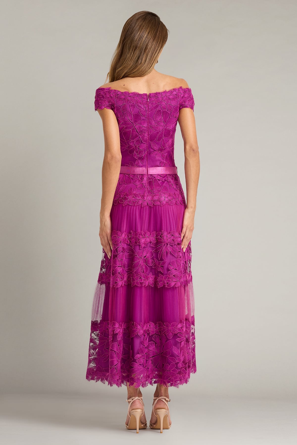 Adriane Floral Embroidered Tea-Length Dress