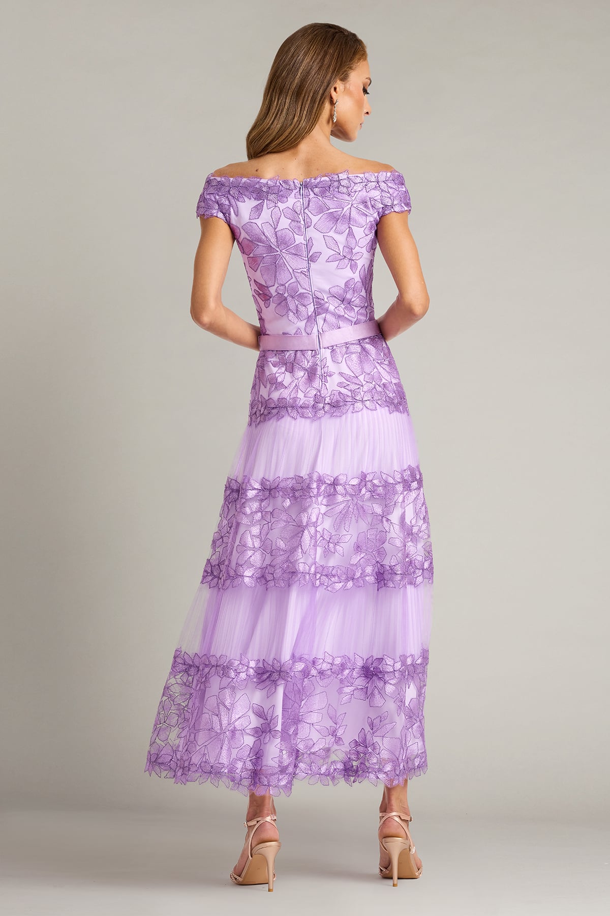 Adriane Floral Embroidered Tea-Length Dress – Tadashi Shoji